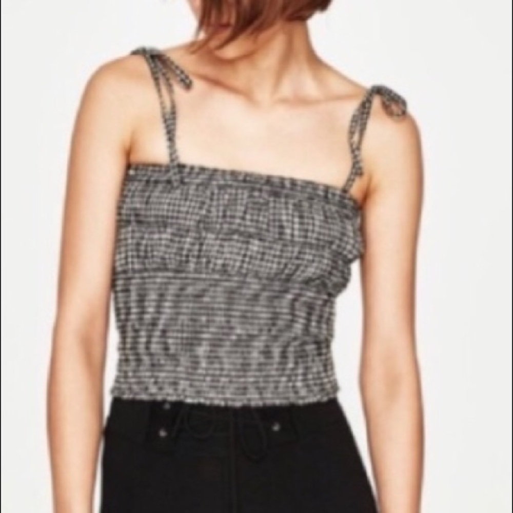 Zara Gingham tie crop top